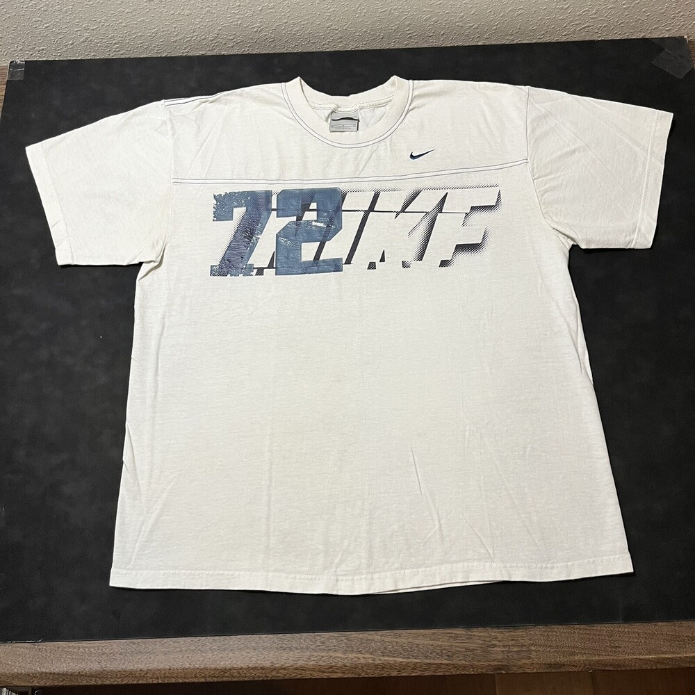 Vintage Nike Shirt Swoosh USA Made 1990s Cream Run Like Hell Off White 1972